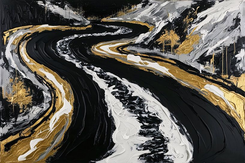 Winding river in gold and black by Art & Soul Creations
