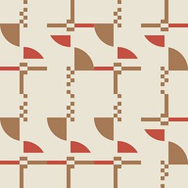 Modern abstract geometric pattern in coral pink, brown and white no.  8 by Dina Dankers