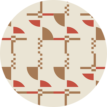 Modern abstract geometrisch patroon in koraalroze, bruin en wit nr.  8 van Dina Dankers