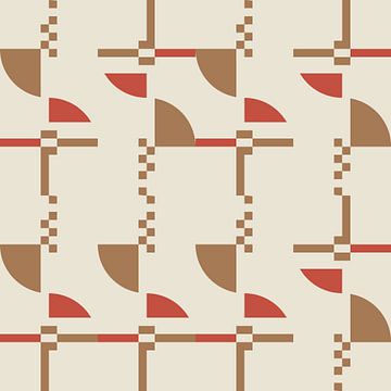 Modern abstract geometric pattern in coral pink, brown and white no.  8 by Dina Dankers