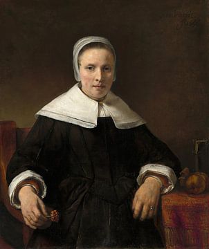Eine Frau hält eine Rosa, Rembrandt