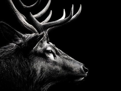 Hirsch im Schatten – Majestätisches Profil von drdigitaldesign