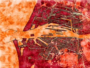 Map of IJmuiden with the style 'Amber Autumn' by Maporia