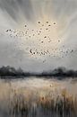 Bird Landscape Painting by ComfortQ thumbnail