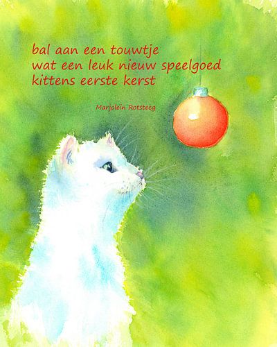 Kitten's eerste kerst Haiku Nederlands