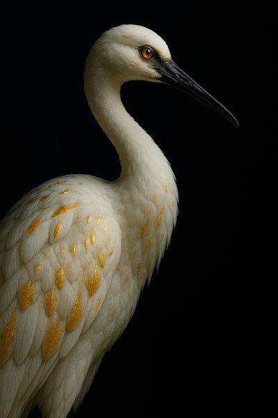 Golden Elegant - Heavenly Heron in chiaroscuro by But First Framing