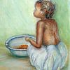Enfants africains 2. Peint à la main au pastel sur Ineke de Rijk