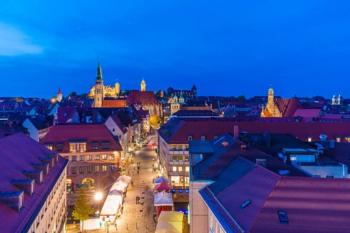 Skyline of Nuremberg with the Kaiserburg at night