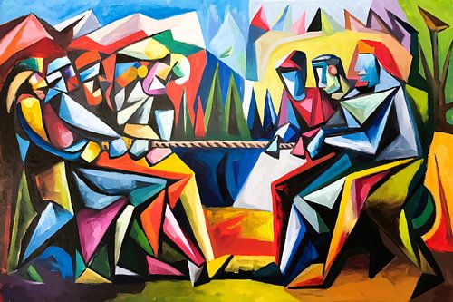 Abstract touwtrekken kunstwerk kubisme