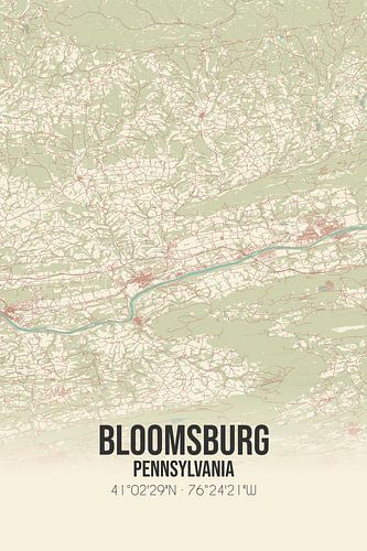 Alte Karte von Bloomsburg (Pennsylvania), USA.