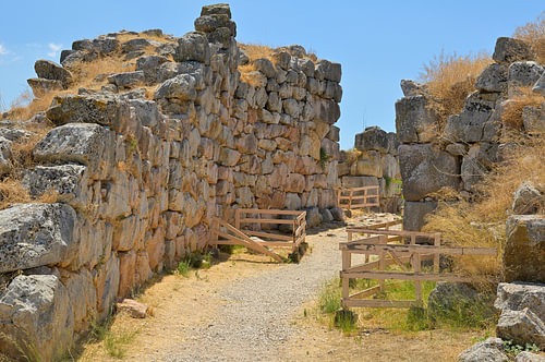 The Mycenaean ruins of Tiryns with their ancient Cyclopean stone walls