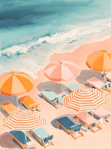 Sunny Beach Umbrellas Scene