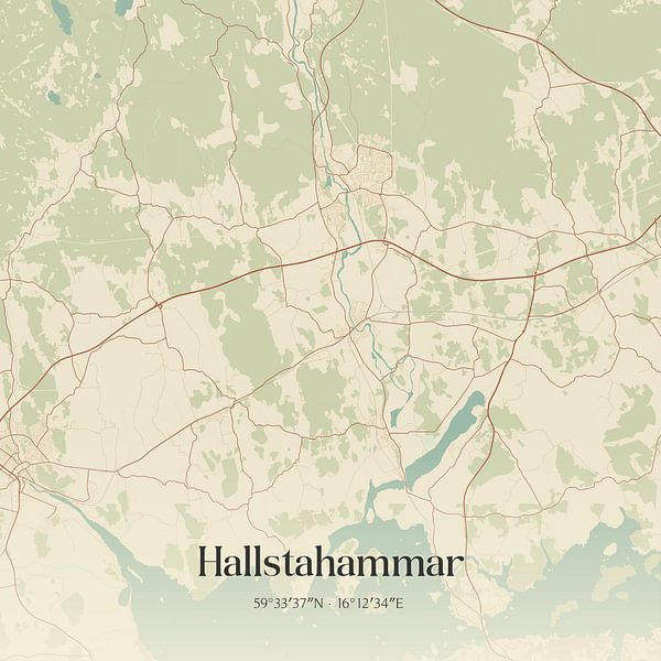 Vintage map of Hallstahammar, Sweden. by Prints of Place