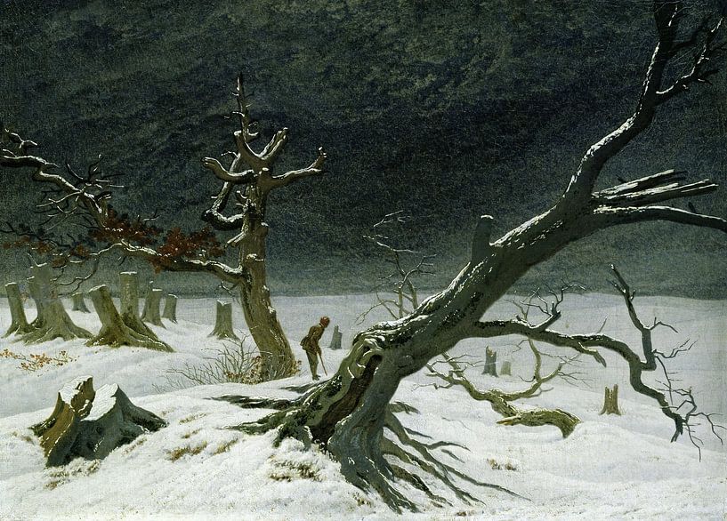 Caspar David Friedrich,Winterlandschap, 1811 van finemasterpiece
