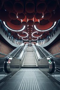 Symmetrie in der Metro Pannenhuis, Brüssel von Felix Van Lantschoot
