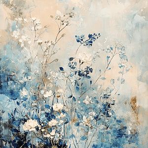 The Blue Flowers in the Soft Mist