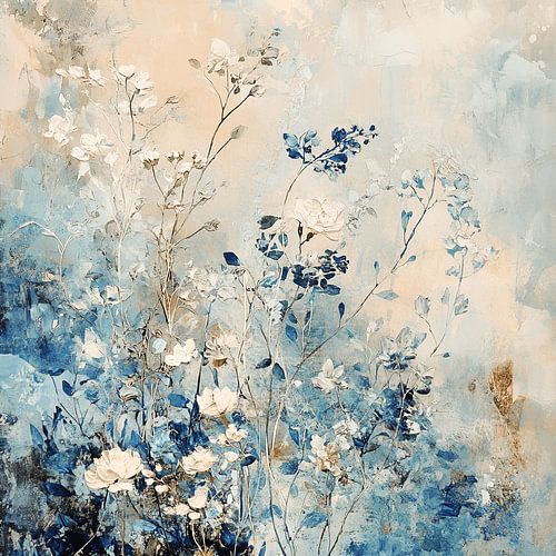 The Blue Flowers in the Soft Mist