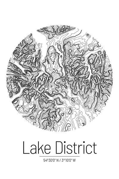 Lake District | Landkarte Topografie (Minimal) von ViaMapia