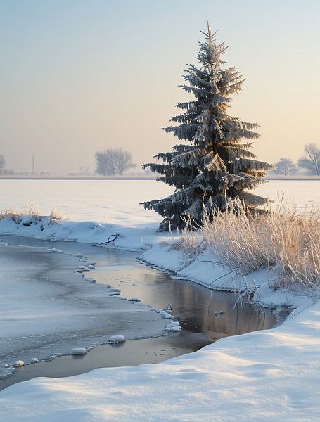 Winterboom in stilte van fernlichtsicht