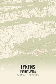 Vintage landkaart van Lykens (Pennsylvania), USA. van MijnStadsPoster