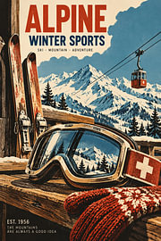 Alpine Skibrillen im Vintage-Stil von Dodik Hariyono