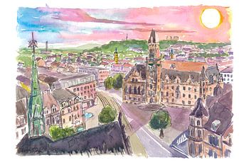 Saarbrücken Deutschland Stadtansicht des Alten Rathauses bei Sonnenuntergang