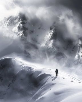 Silhouetten van bevroren bergen van fernlichtsicht