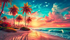 Strand met palmbomen