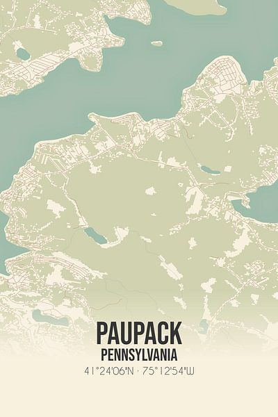 Carte ancienne de Paupack (Pennsylvanie), USA. par Affiches de lieux
