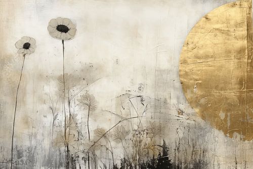 Landschaft mit Goldakzenten im Collage-Stil