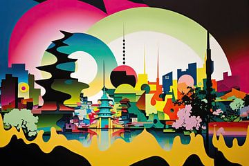 Stadt im Farbrausch: Die lebhafte Essenz Japan van Peter Balan