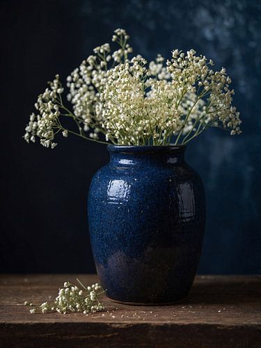 Plasterwort dans un vase bleu foncé