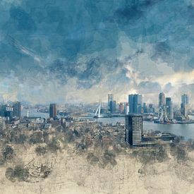 Painted skyline of Rotterdam by Arjen Roos