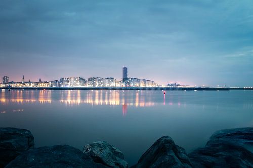 Die Skyline von Ostende von der Ostmole aus gesehen