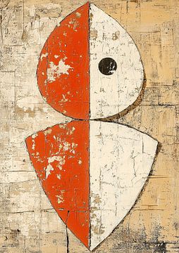Rode Vormen | Rood Wit Abstract van Zen en Meer