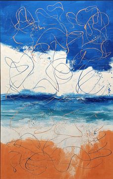 Peinture abstraite - Bleu Turquoise Rêveuse et Moderne