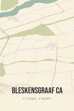 Vintage map of Bleskensgraaf ca (South Holland) by Rezona