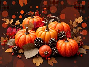 Décoration graphique d'automne avec des tons orangés