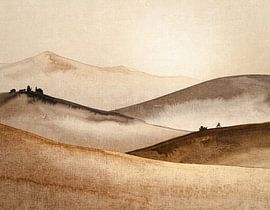 Hills of Gold – landscape painting in warm brown, gold and beige by Emiel de Lange