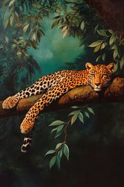 Leopard on branch by Poster Art Shop