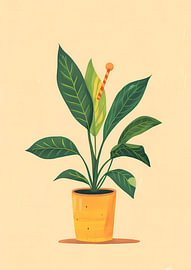 Plante d'intérieur minimaliste dans un pot jaune chaud sur Dave Schloffi