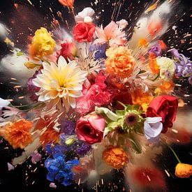 explosie van bloemen van Hetty Lamboo