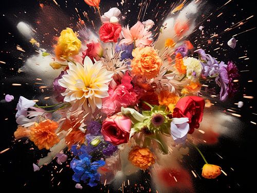 explosie van bloemen van Hetty Lamboo