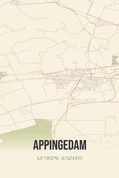 Vintage landkaart van Appingedam (Groningen) van MijnStadsPoster