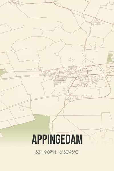 Vintage map of Appingedam (Groningen) by Prints of Place