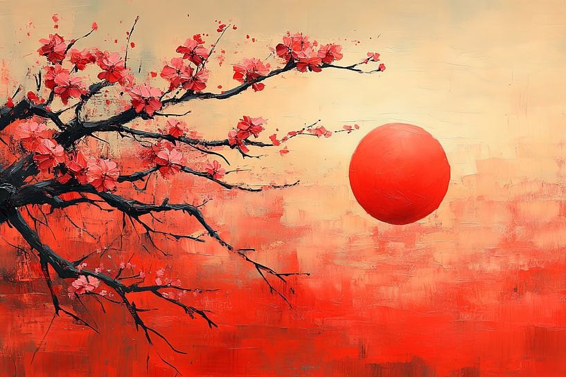 malerische japanische kunstblüte mit sonne von Egon Zitter