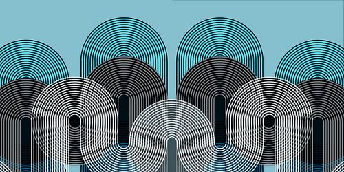 Retro Zonsondergang met Regenboog Geometrie IV