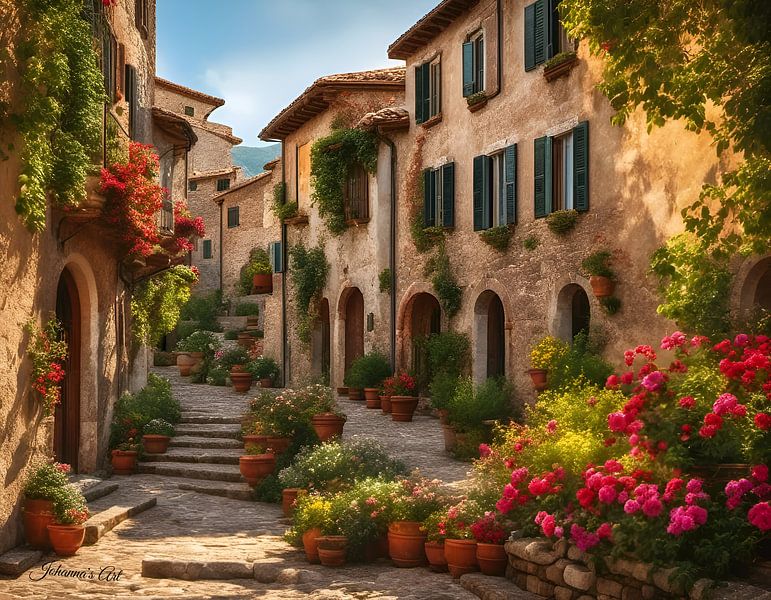 Romantic Village 5 by Johannas Art Creations