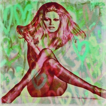 Motief Brigitte Bardot Sexy Rood - Love Pop Art van Felix von Altersheim