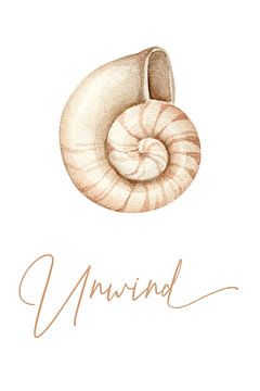 Unwind - Neutrale Aquarellmuschel | Minimalistische beruhigende Wanddekoration